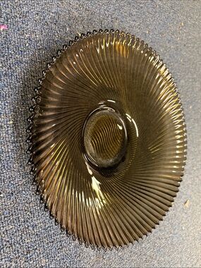 Amber Radiant Ribbed Glass Serving Bowl